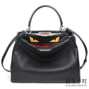 Fendi Bugs Monster Eye Icon Peekaboo Bag Black Python Crossbody